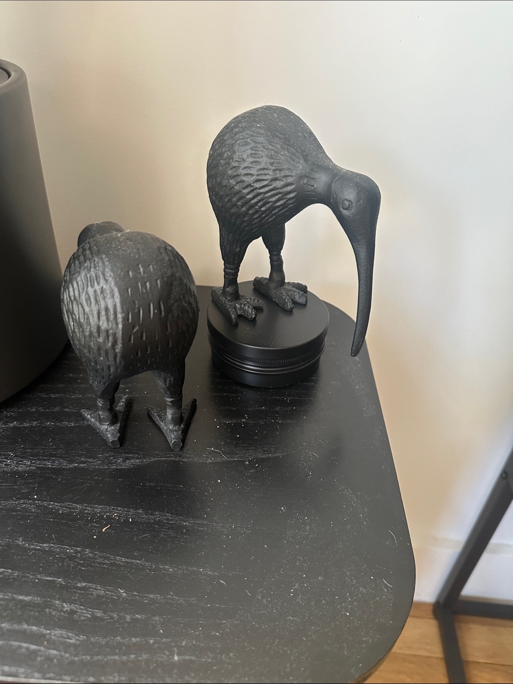 Set of Two Black Decorative Kiwi Bird Sculptures